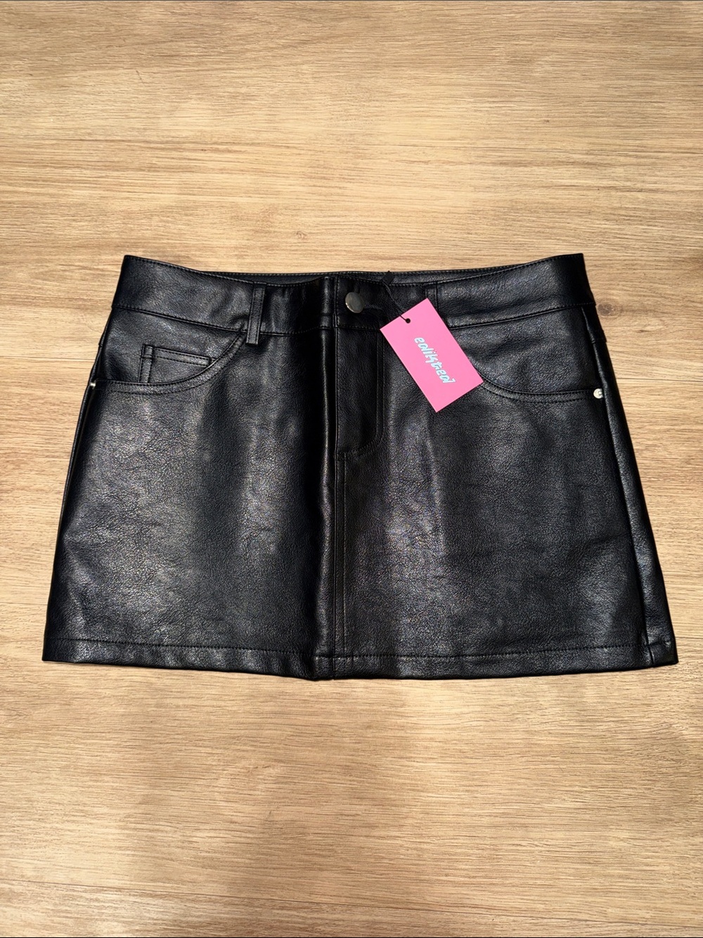 Black Faux Leather Mini Skirt